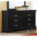 Norman Contemporary Black Wooden Space-saving 6-Drawer Double Dresser