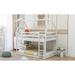 Twin over Twin Low Bunk Bed, House Bed with Ladder, 42" Width twin size Canopy Bed with Safey Rail, Bottom bed with NO frame
