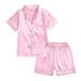 wofedyo Baby Boy Clothes Little Baby Girls Boys Pajamas Set Satin Silk Kids Short Sleeves Sleepwear Pjs 2 Piece Button Down Classic Loungewear Shorts Baby Clothes Baby Pajamas