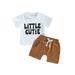 Wassery Toddler Boys Shorts Set Short Sleeve Letters Print T-shirt with Elastic Waist Shorts Baby Summer Outfit 0-3T