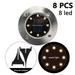 8 Pack Solar Disk Lights 8 LED Solar Ground Lights Outdoor Waterproof Stainless Steel in Ground Solar Lights for Walkway Pathway Lawn Patio Yard Garden