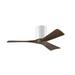 Matthews Fan Company IR3H-WH-WA-42 - Irene-3H three-blade flush mount paddle fan in Gloss White finish with 42â€� solid walnut tone blades.