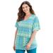 Plus Size Women's V-Neck Burnout Top by Catherines in Waterfall Ikat Stripe (Size 0X)