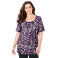 Plus Size Women's Jeweled Neck Pintuck Top by Catherines in Black Confetti (Size 3X)