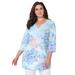 Plus Size Women's Liz&Me® Applique Y Tunic by Liz&Me in Aqua Painterly Floral (Size 3X)