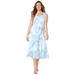 Plus Size Women's Liz&Me® V-Neck Tier Midi Dress by Liz&Me in Aqua Painterly Floral (Size 4X)