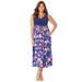 Plus Size Women's Fit & Flare Flyaway Dress by Catherines in Blue Floral (Size 6X)