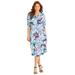 Plus Size Women's Gauze Midi Shirtdress by Catherines in Navy Tropical (Size 0X)