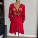 Free People Dresses | Embroidered Free People Mini Dress | Color: Red | Size: Xs