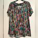 Lularoe Tops | Lularoe V-Neck Tee Christy 2xl Euc Rare Pattern | Color: Blue/Pink | Size: 2x