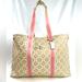 Coach Bags | Coach F15159 Taupe Signature Coated Canvas Extra Large Tote Bag Pink Trim | Color: Pink/Tan | Size: Os