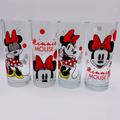 Disney Kitchen | Disney Minnie Mouse Glassware Tumblers (Set Of 4 / 10 Oz.) Brand New | Color: Black/Red | Size: Os