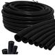 25mm Quality Split Black Polypropylene Flexible Conduit - Trade Size 25mm - Internal 19.9mm - Length 25 Meter Coil - IP40 - Low Smoke Zero Halogen - UV Resistant - UK Manufactured - Highly Flexible