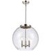 Athens 16.38" 3 Light Nickel LED Pendant w/ Clear Shade