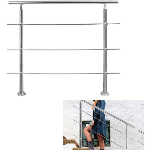 Randaco 100cm Treppengeländer Edelstahl Handlauf Geländer für Treppen Brüstung Balkon mit 3