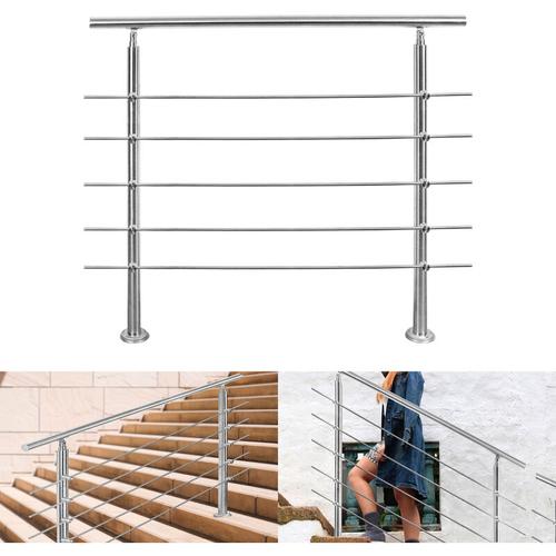 100cm Treppengeländer Edelstahl Handlauf Geländer für Treppen Brüstung Balkon mit 5 Querstreben,