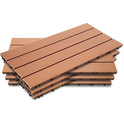 SWANEW Terrassenfliesen Holzfliesen WPC Fliesen 18er Kunststoff 3m² Garten 60x30cm Klickfliese Image