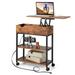 Lift Top End Table with Charging Station and Universal Wheels - 23.5" x12" x 26"(L x W x H)