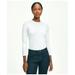 Brooks Brothers Women's Cotton Long Sleeved Crewneck Top | White | Size Medium