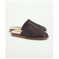 Brooks Brothers Men's Vail Shearling Scuff Slipper Shoes | Dark Brown | Size 9 D