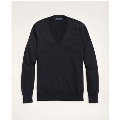 Brooks Brothers Men's Big & Tall Supima Cotton V-Neck Sweater | Black | Size 3X