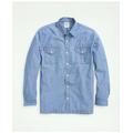 Brooks Brothers Men's Relaxed Cotton Chambray Military Shirt | Size XS