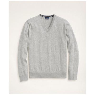 Brooks Brothers Men's Big & Tall Supima Cotton V-Neck Sweater | Grey Heather | Size 3X Tall