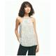 Brooks Brothers Women's Chiffon Dot Print Pleated Halter Top | White | Size 14