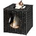 Tucker Murphy Pet™ 15.75" Colleps Cat Condo, Rattan in Gray/Black/Brown | 15.75 H x 15.75 W x 15.75 D in | Wayfair BF6D935DCF924D199166354F20083529