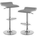 VECELO Set of 2 Bar Stools Modern Swivel Adjustable Height Counter Barstools with Footrest for Kitchen/Bar/Dining Room/Living Room/Party Gray