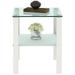 Glass End Tables Small Glass Top End Table White Side Table Square Shape Tempered Glass Top Metal Frame for Living Room Bedroom (White End Table)