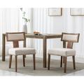 Guyou Mid Century Modern Dining Chairs Set of 2 Farmhouse Linen Upholstered Metal Nailhead Trim Kitchen Chairs with Curved Backrest and Hardwood Legs Beige