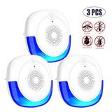 3 Packs Ultrasonic Insect Repellent Electronic Pest Repeller Plug in Indoor Pest Control for Insect Roach Mice Spider Ant Bug Mosquito Repellent for House Garage Warehouse Office Hotel