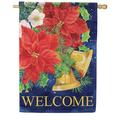 Carson House Flag - Poinsettias Bells Dura Soft Double Sided House Flag 28 x 40 Inch Outdoor Yard Decorative Flag