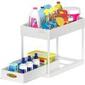 Under Sliding Cabinet Basket Organizer Holder 2 Tier Storage Under Cabinet Bathroom Under Sink Organizers and Storage White Under Sink Storage for Bathroom Kitchen