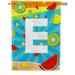 America Forever Summer Watermelon Monogram House Flag Letter E 28 x 40 inches Fruit Kiwi Pineapple Double Sided Vertical Outdoor Yard Lawn Decorative Fun Refreshing Summertime House Flag