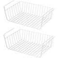 Wire Basket Under Shelf Under Shelf Storage Basket Hanging Storage Baskets Under Cabinet Storage Racks Slide Baskets Organizer for Kitchen Pantry Desk Bookshelf 2 Pack White