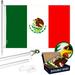 G128 Combo Pack: 5 Ft Tangle Free Aluminum Spinning Flagpole (Silver) & Mexico Mexican Flag 2.5x4 Ft Double ToughWeave Series Double Sided Embroidered 210D Polyester | Pole with Flag Included