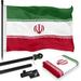 G128 Combo Pack: 6 Feet Tangle Free Spinning Flagpole (Black) Iran Iranian Flag 3x5 ft Printed 150D Brass Grommets (Flag Included) Aluminum Flag Pole