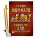 Breeze Decor BD-BV-HS-117045-IP-BO-D-US18-SB 28 x 40 in. Man Cave Passing the Bar Happy Hour & Drinks Beverages Impressions Decorative Vertical Double Sided House Flag Set & Pole Bracket Hardware
