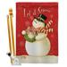 Breeze Decor BD-XM-HS-114141-IP-BO-D-US17-AM 28 x 40 in. Scarf Snowman Let it Snow Winter Christmas Impressions Decorative Vertical Double Sided House Flag Set & Pole Bracket Hardware