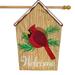 Cardinal Birdhouse Winter Applique House Flag Seasonal Birds 28 x 40