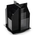 Spinning Tabletop Brochure Holder for 4x9 Literature 12 Tiered Pockets 360 Degree Rotating Design for Countertop Use - Black Acrylic (TT12)