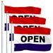 G128 - THREE PACK of OPEN Flag Red White Blue Store Banner Advertising Pennant