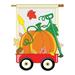 Fall Pumpkins Hand Wagon Fall - Seasonal Applique Decorative Vertical House Flag