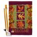 Breeze Decor BD-HA-HS-113061-IP-BO-D-US17-AM 28 x 40 in. 3 Fall Leaves Harvest & Autumn Impressions Decorative Vertical Double Sided House Flag Set with Pole Bracket Hardware