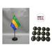 Box of 12 Gabon 4 x6 Miniature Desk & Table Flags Includes 12 Flag Stands & 12 Gabonese Small Mini Stick Flags