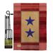 Breeze Decor BD-MI-GS-108069-IP-BO-D-US12-BD 13 x 18.5 in. Two Star Service Americana Military Impressions Decorative Vertical Double Sided Garden Flag Set with Banner Pole