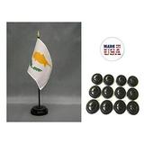 Box of 12 Cyprus 4 x6 Miniature Desk & Table Flags Includes 12 Flag Stands & 12 Cypriot Small Mini Stick Flags
