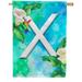 America Forever Summer Flowers Birds Monogram House Flag Letter X 28 x 40 inches Hummingbird Calla Lily Spring Floral Double Sided Vertical Outdoor Yard Lawn Decorative White Floral House Flag